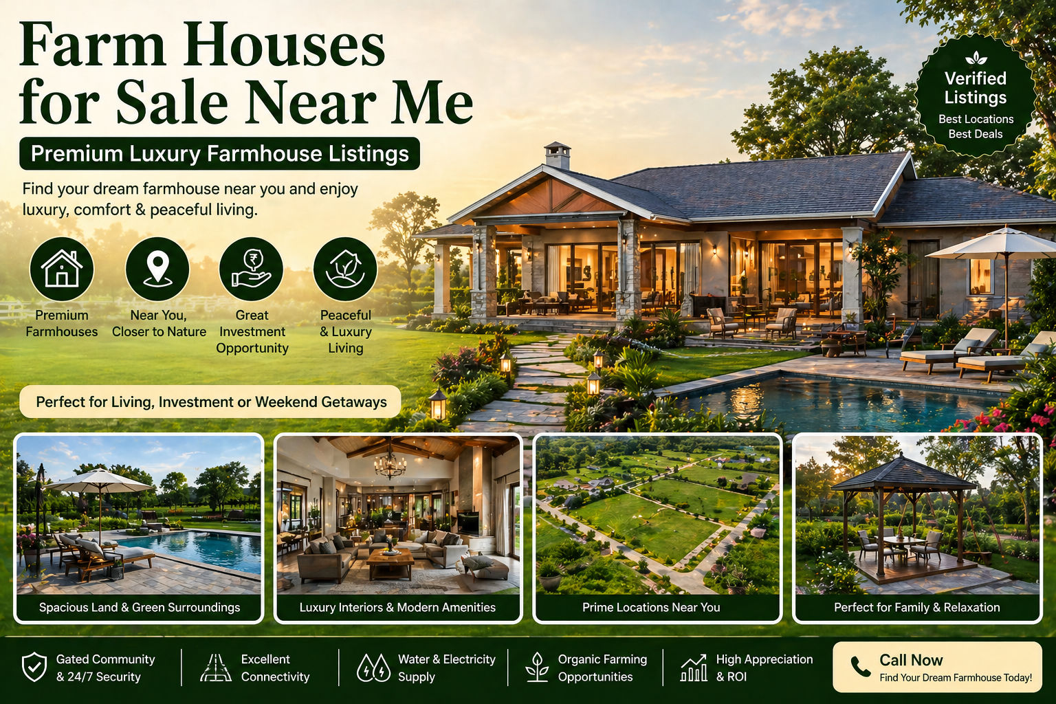 Farm Houses for Sale Near Me | Premium Luxury Farmhouse Listings